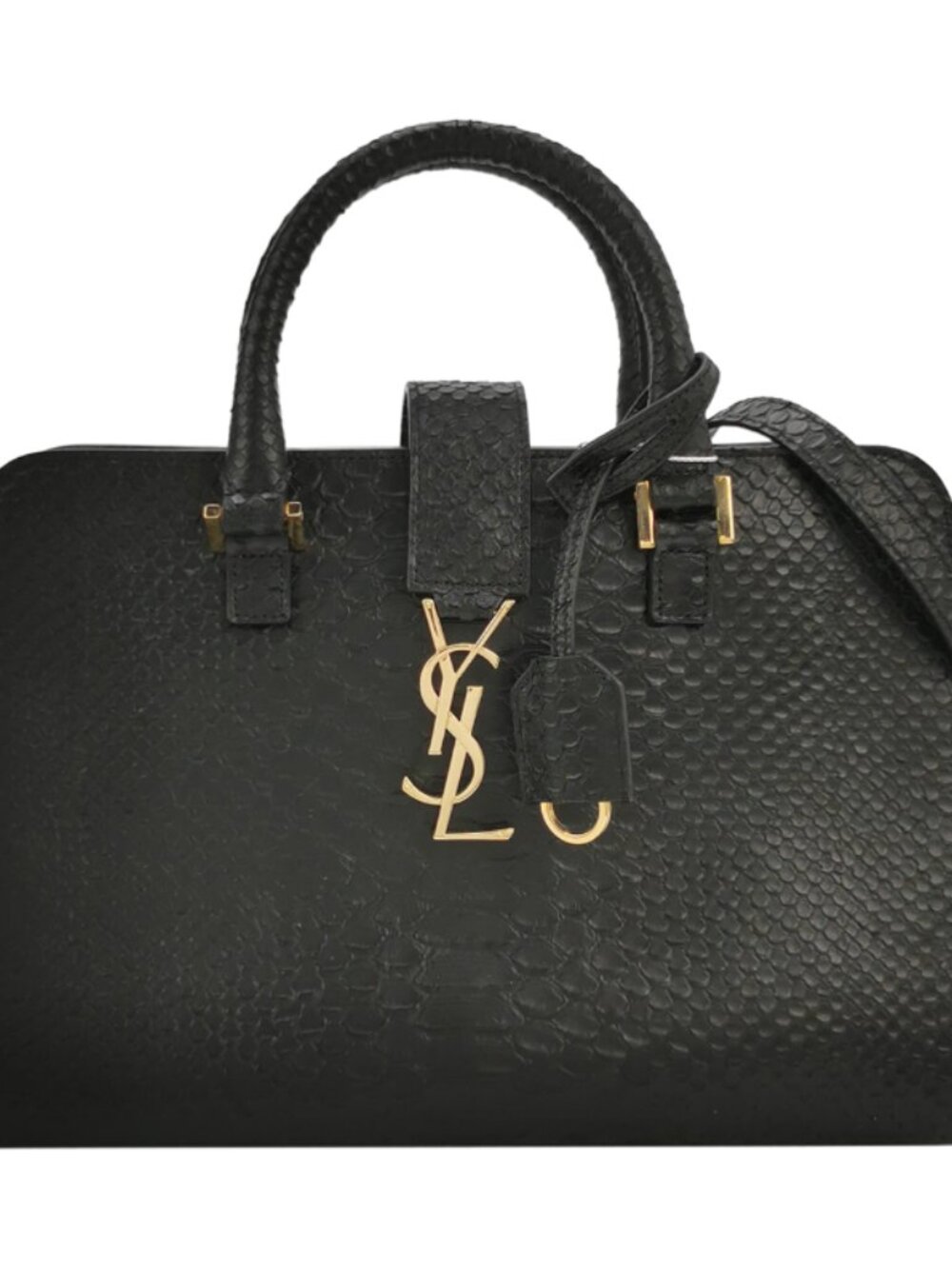 Yves Saint Laurent Black Python Baby Monogram Cabas Bag